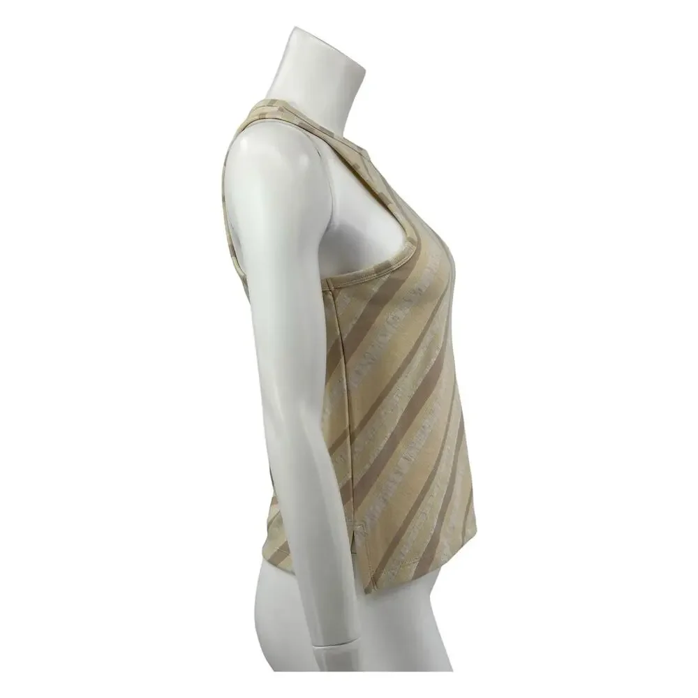 Free‎ People Top Womens Small Sidelines Tank Ivory Stripe Racerback Summer Beach
